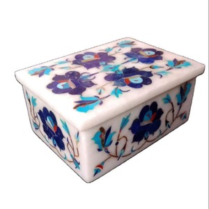 Handcrafted Marble Inlay Box Floral <b>Stone</b> <b>Art</b> Antique Style Decorative Storage - Product Image 1
