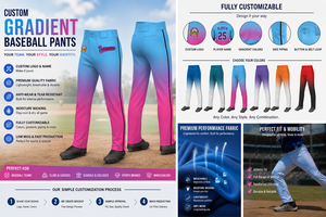 Pantalon de baseball personnalisé à sublimation dégradée avec bandes latérales, logo et nom personnalisés, respirant, pour jeunes, hommes, femmes, vêtements de sport d'équipe - Product Image 3