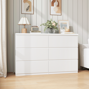 Cómoda Moderna Blanca de 6 Cajones con Frentes de Panel Ondulado, Mueble de Almacenamiento Versátil para Dormitorio y Sala de Estar - Product Image 4