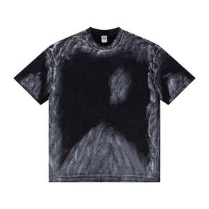 เสื้อยืดคอตตอนฟอกสีทรงโอเวอร์ไซส์สำหรับผู้ชายไซส์ใหญ่ หนัก 280 กรัม ทรงไหล่ตก สไตล์สตรีทแวร์ โลโก้ด้านหน้า ผ้าไม่เป็นขุย - Product Image 3