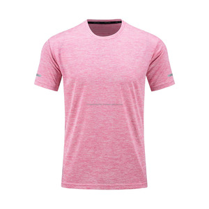 เสื้อยืดออกกำลังกายผ้าฝ้าย100% สำหรับผู้ชายเสื้อแขนสั้นระบายอากาศได้ดีผ้าถักแบบพอดีตัวไม่พันกัน - Product Image 4