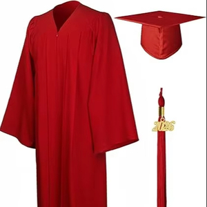 Ensemble Robe de Cérémonie Mate, Toque et Pompon 2026 pour Lycée et Diplôme Universitaire, Tissu 100% Polyester - Product Image 1