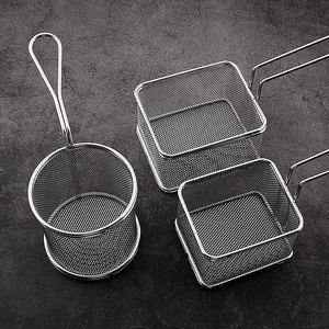 Bold Blossom Stainless Steel Kitchen Cooking Draining Strainer Mesh <b>Wire</b> French Fry Chips <b>Baskets</b> Net Dishwasher Safe Tools - Product Image 3