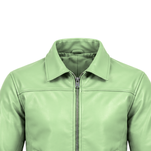 Blouson en cuir pour homme, style urbain, coupe droite, col rabattu, fermeture éclair et manches longues, pour l'extérieur - Product Image 4