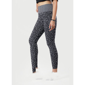 Leggings de yoga taille haute à imprimé léopard, longueur intégrale, en Spandex et Nylon, extensibles dans les quatre sens, avec taille élastique, pour femme - Product Image 1