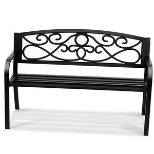 Banc de jardin en métal d'extérieur de 50 pouces avec dossier, capacité de charge de 550 lb, pour parcs et patios - Product Image 1