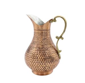 Solid <b>Copper</b> Drink Serving Jug with Brass <b>Handle</b> Large Capacity Water Pitcher for Home Restaurant Hotel <b>Kitchen</b> Drinkware - Product Image 4