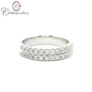 DOBLE ROLLO SIMPLE 18K AU750 SÓLIDO BLANCO/AMARILLO/ORO ROSA CLÁSICO DIAMANTE NATURAL MUJER ANILLO DE BODA para FIESTA - Product Image 1