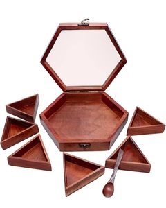 Handcrafted Eco-Friendly Brown Natural Square Wooden Spice Nut <b>Grinder</b> Dishwasher Safe Glass Lid 16 Containers Kitchen <b>Herb</b> - Product Image 2