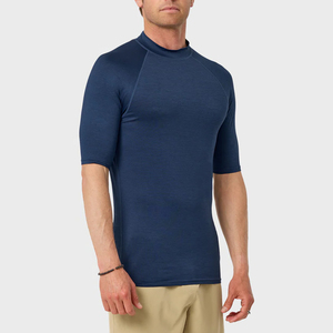 T-shirt de sport athlétique à manches trois quarts bleu marine pour homme, 100 % polyester, séchage rapide, pour la course et le fitness - Product Image 4
