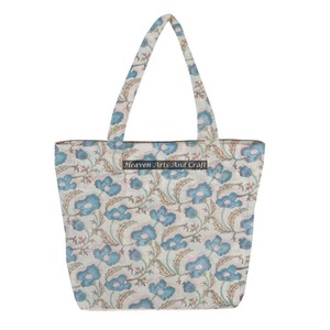 Sac matelassé pour le shopping en toile de coton imprimé de motifs floraux fait à la main grand sac matelassé pour le shopping sac fourre-tout matelassé abordable pour les femmes - Product Image 1