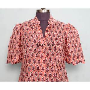 Hermoso Vestido Midi de Algodón para Mujer, Estampado Floral a Mano, Estilo Dulce y Lindo, para Uso Diario, Casual o de Fiesta, con Cintura Natural y Diseño Sólido - Product Image 2