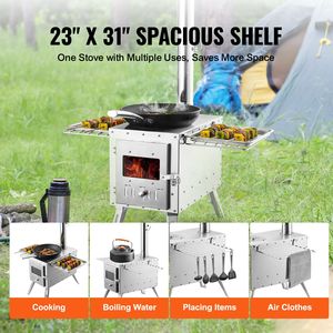 Stufa a Legna Portatile da Campeggio in Acciaio Inox da 86 Pollici con Tubi per Canna Fumaria e Guanti, 1646in3Fire, 100% Pieghevole - Product Image 3