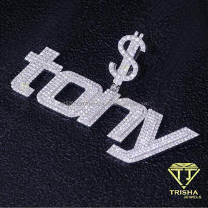 Collier pendentif personnalisé TONY, look cristal étincelant avec charme signe dollar, style Hip Hop - Product Image 6