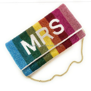 Bolso de Mano con Cuentas con la Letra MRS, Colorido, Duradero, Plegable, para Bodas, Día de San Valentín, Fiestas, Regalo Portátil para Novias/Recién Casados, Informal - Product Image 1