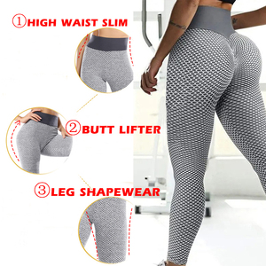Leggings noirs taille haute avec poches, extensibles, tricotés, sportifs, longueur intégrale, sans coutures, en spandex et nylon respirant - Product Image 5