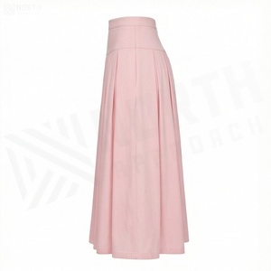 Falda Midi Plisada de Cintura Alta para Mujer, Color Rosa Sólido, Elegante, Tela Satinada, Estilo Japonés, Alta Calidad, para Todas las Temporadas - Product Image 3