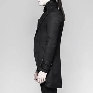 Abrigo Gótico Negro Steampunk Rock para Hombre, Estilo Vampiro, Uniforme de Mezcla de Algodón, Estilo Punk - Product Image 3