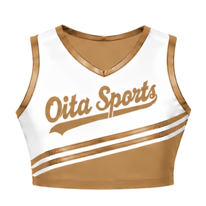 <b>Tan</b> <b>Brown</b> Cheerleading Jersey Sleeveless Crop Top Custom Team Sports Uniform Performance Athletic Wear Training Apparel - Product Image 1