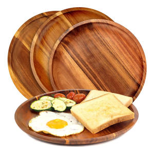 Bandeja de madera de acacia hecha a mano bandeja de charcutería redonda de madera elegante bandeja de tocador exhibición de joyería y uso en el baño - Product Image 6