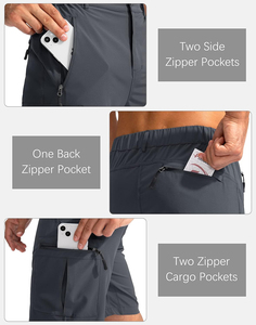 กางเกงขาสั้นคาร์โก้ผู้ชายผ้าแคนวาสโพลีเอสเตอร์แบบเรียบสีพื้นสำหรับออกกำลังกาย แห้งเร็ว ระบายอากาศได้ดี ซับเหงื่อ พร้อมโลโก้แบบกำหนดเอง - Product Image 4