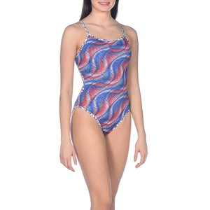 Maillot de bain une pièce pour femme, imprimé crâne bleu, découpes, coupe haute, en Spandex et Polyester, extensible, col licou - Product Image 4
