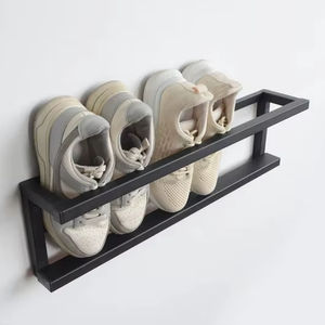 <b>Wall</b> Mounted <b>Shoe</b> Rack Compact <b>Storage</b> Organizer Space Saving Floating Design Strong Load Bearing Frame Modern Entryway Solution - Product Image 1