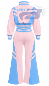 Ensemble de survêtement rose et bleu pour femmes Gamma Phi Delta Sorority, manches longues, demi-zip, cordon de serrage, ensemble de jogging sportif décontracté - Product Image 2