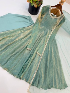 ชุดเดรส Anarkali สไตล์อินเดียและปากีสถาน ดีไซน์ใหม่สุดพิเศษ พร้อมงานปักกระจก  มีจำหน่ายจาก Samp Corporation - Product Image 4