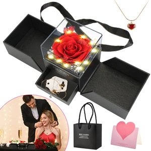 Conservato rosso vera rosa collana cuore 1 pezzo d'oro fiori eterni regalo per le donne mamma moglie fidanzata nonna san valentino - Product Image 5