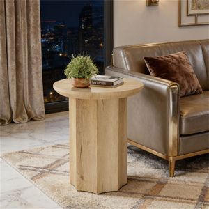 Tavolino da Caffè Rotondo in Legno, Utilizzabile come Tavolino Laterale per Divano o Tavolo da Tè nel Soggiorno - Product Image 1