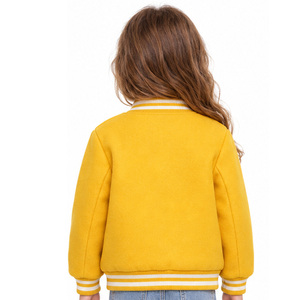 Chaqueta Varsity para Niños EAZWEARS Amarilla con Botones a Presión, Estilo Béisbol, Puños Acanalados a Rayas, Ropa de Invierno Personalizada para Niños para la Escuela - Product Image 5