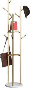 Modern design 3 tier <b>gold</b> coated metal cloth stand with marble base luxury entryway customized options - Product Image 5