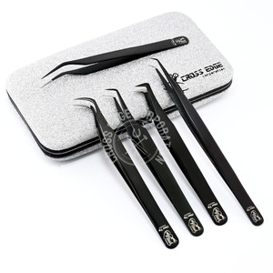 Top Rated Black Fiber Tip Lash Tweezers 90° Nano Grip Eyelash Extension Tweezer Lightweight <b>Hook</b> Tip Curved <b>Tool</b> - Product Image 6