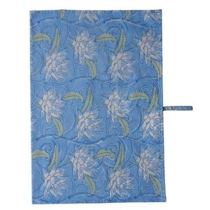 Serviettes de cuisine en coton imprimées à la main au design moderne exquis, 50x70 cm, couleur bleu lotus japonais, vente en gros - Product Image 1
