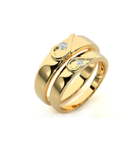 925 Sterling Silver Gold Plated Heart Pattern Christian Zircon <b>Couple</b> Rings - Product Image 2