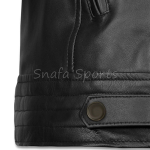 Chaqueta de cuero para mujer, negra, con tachuelas, corte ajustado, con múltiples cremalleras, estilo OEM, para marcas privadas, chaquetas de cuero para damas - Product Image 5
