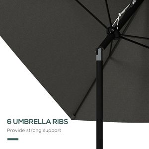 Ombrellone Rettangolare da Esterno 6.5x10 Grigio Scuro con Manovella e Pulsante Inclinabile, Ombreggiatura 10ft (2.7m) in Poliestere per Cortile - Product Image 6