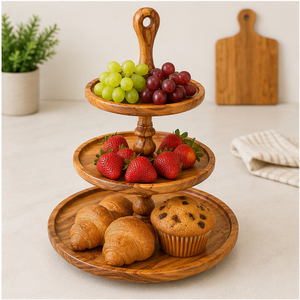 Premium Handcrafted 3 Tier Wooden <b>Cake</b> <b>Stand</b> Wood Tiered Serving Tray for Wedding Dessert Display and Farmhouse Kitchen Home - Product Image 2