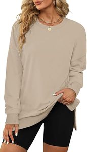 <b>Women</b> Oversized Drop Shoulder Crew Neck Sweatshirt Sage <b>Green</b> <b>Fleece</b> Pullover Long Sleeve Solid Autumn Top - Product Image 5