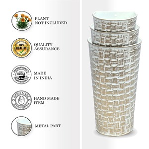 Metal <b>Table</b> Vase Textured Decorative Flower Vase for Dining <b>Table</b> Living Room Home Decor and Gifting Use - Product Image 6