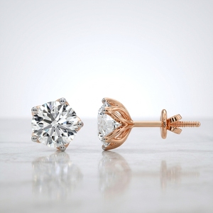 Raamaa ต่างหูสตั๊ดรูปกลีบดอกลิลลี่ทรงกลมประดับเพชร CVD HPHT ในสีโรสโกลด์10K 14K 18K - Product Image 2