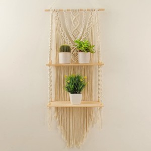 Handcrafted Bohemian Bamboo <b>Wall</b> Shelf with Macrame <b>Hanging</b> - Wholesale - Product Image 4