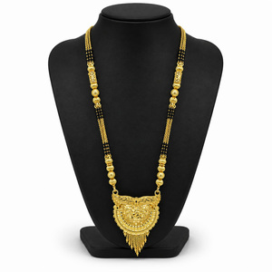 เครื่องประดับจี้ทองคำชุบ 24K แบบยาวสำหรับขายส่ง, เครื่องประดับมังกัลสุตรแบบดั้งเดิมสำหรับงานแต่งงานอินเดีย, เครื่องประดับทองคำชุบไมครอน - Product Image 1
