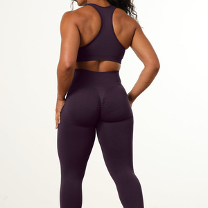 Leggings de yoga taille haute sans couture pour femmes, couleur unie, longueur intégrale, pantalon de sport en Spandex et Polyester, ensemble de vêtements d'entraînement - Product Image 2