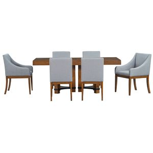 <b>Rustic</b> 7-Piece 76.4 Inch Extendable <b>Dining</b> <b>Table</b> <b>Set</b> 18 Inch Removable Leaf 2 Arm Chairs 4 Armless Chairs <b>Rustic</b> <b>Dining</b> Room - Product Image 4
