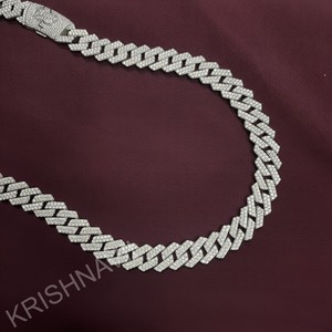 Chaîne cubaine plaquée or 18 carats avec moissanite taille émeraude 20 mm, style hip-hop glacé, collier de luxe pour homme, vente en gros personnalisée - Product Image 5