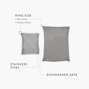 Eco Friendly Premium Stainless Steel Metal Chainmail Scrubber For Cleaning Cast Iron Skillet Grill Pan And Heavy <b>Cookware</b> - Product Image 2