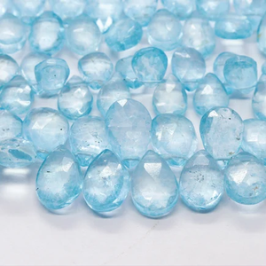 Perles de pierres précieuses en topaze bleue ciel facettées en forme de poire de 7-8 mm de Lakshya Enterprises, pierre naturelle, évaluation tierce, prix de gros - Product Image 6