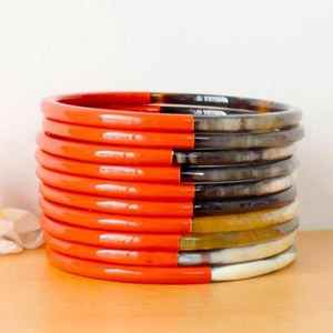 Bracelet jonc en corne de buffle naturelle, matériau écologique et biologique, couleur naturelle, style plume animale, pour femme, haute couture - Product Image 2